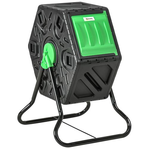Composteur de jardin 65L - bac à compost pour déchets - rotatif 360° - acier PP noir vert