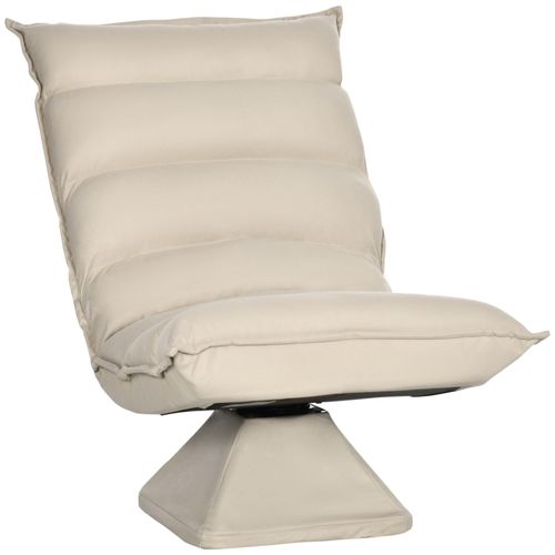 Fauteuil Relax Grand Confort Pivotant Inclinaison Réglable 5 Niv. Épais Garnissage Mousse Haute Densité Tissu Velours Microfibre Beige