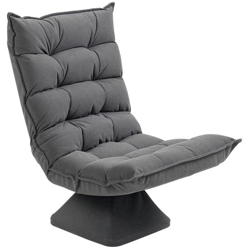Fauteuil Relax Grand Confort Pivotant Inclinaison Réglable 5 Niv. Épais Garnissage Mousse Haute Densité Tissu Velours Microfibre Gris