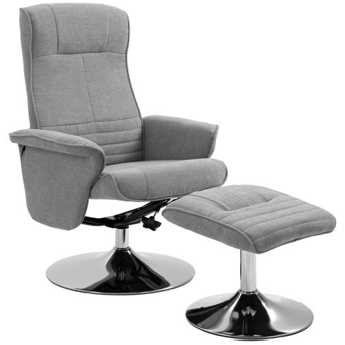 Fauteuil Relax Pivotant Inclinable Style Contemporain Avec Repose-Pied Gris
