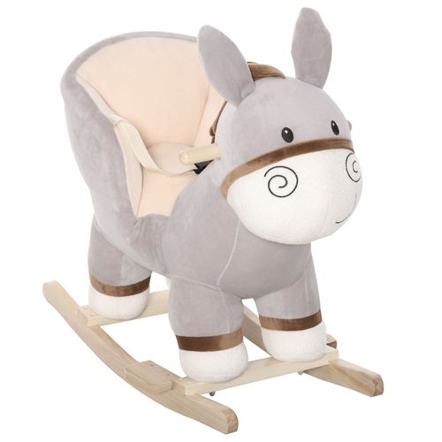 Cheval à bascule modèle âne musicale peluche douce gris