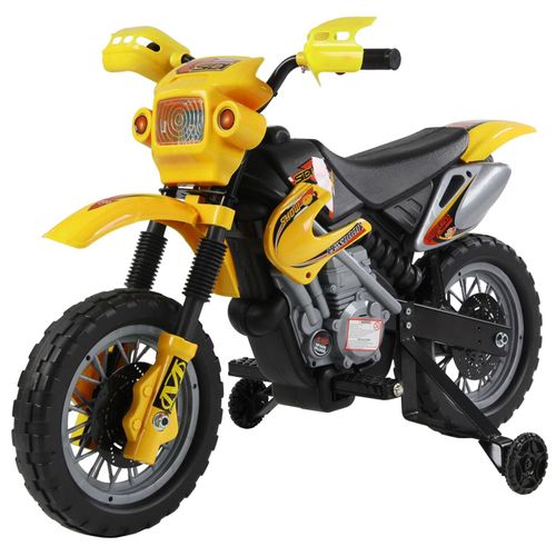Moto Cross électrique enfant 3 à 6 ans 6 V phares klaxon musiques 102 x 53 x 66 cm jaune et noir