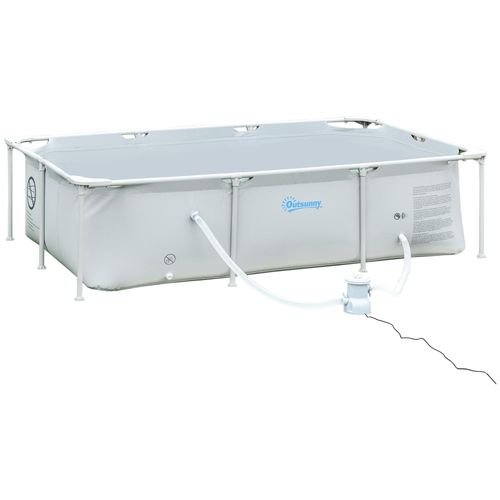 Piscine tubulaire hors sol rectangulaire cadre en métal avec filtre 252L x 152l x 65H cm gris