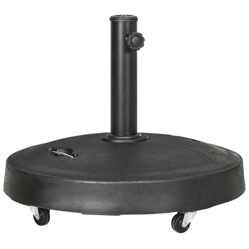 Pied De Parasol Rond Poids Net 24 Kg Résine Surface Granuleuse Noir