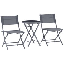 Ensemble Jardin 2 Personnes Pliable - Ensemble Bistrot De Jardin 3 Pièces - Métal Époxy Gris