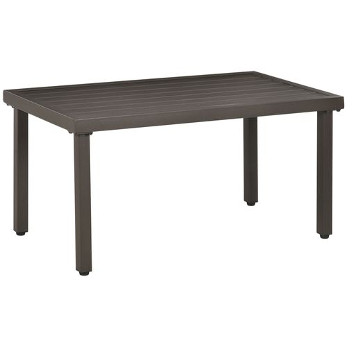 Table Basse Rectangulaire De Jardin Plateau À Lattes Acier Marron