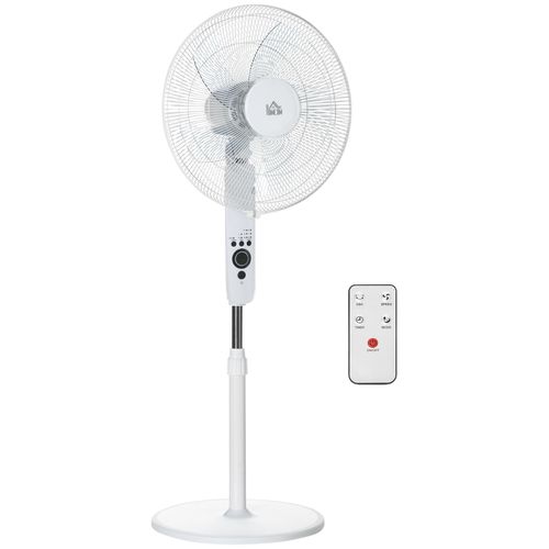 Ventilateur sur pied Ø 44 cm hauteur réglable oscillant silencieux 45 W avec télécommande minuterie 3 modes 3 vitesses blanc
