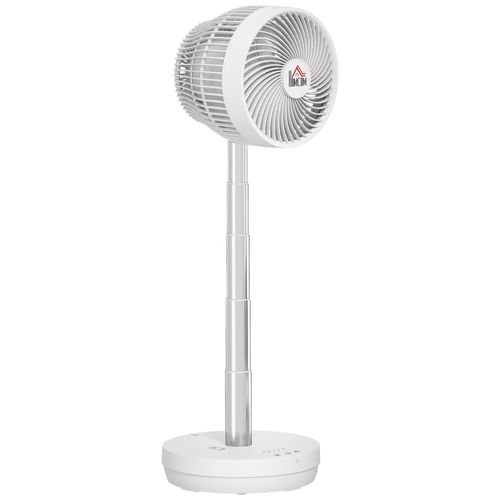 Ventilateur de table sur pied 2 en 1 - oscillant réglable - batterie rechargeable USB - 10 vitesses, timer - blanc
