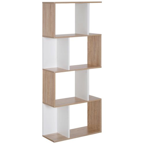 Bibliothèque Étagère Meuble De Rangement Design Contemporain En S 4 Étagères 60l X 24l X 148h Cm Chêne Blanc