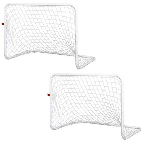 Set De 2 Mini Cages De Football Pour Enfant - Ballon, Pompe, Piquets Inclus - 78l X 46l X 56h Cm - Métal Blanc