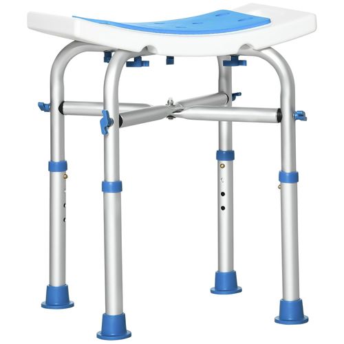 Siège De Douche Réglable En Hauteur Tabouret De Douche Ergonomique Pieds Antidérapants Charge Max. 150 Kg Alu Hdpe Blanc Bleu 