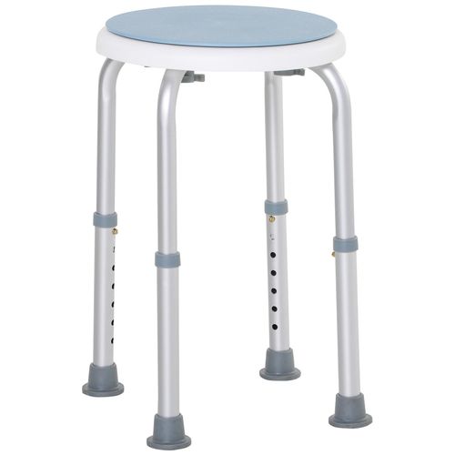 Tabouret De Douche Siège De Douche - Hauteur Réglable, Pivotant 360° - Alu Pp Blanc Bleu 