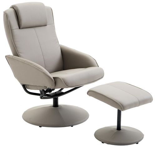 Fauteuil Relax Inclinable Style Contemporain Avec Repose-Pieds Revêtement Synthétique Acier Gris
