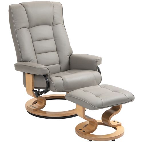 Fauteuil Relax Inclinable Pivotant Réglable Repose-Pied Bois Gris