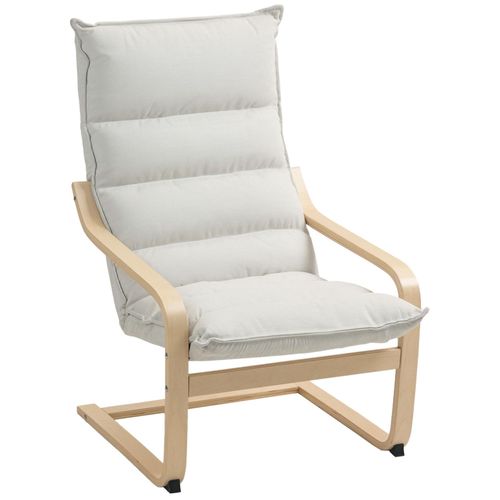 Fauteuil Lounge De Salon Bois De Bouleau Tissu Matelassé Beige