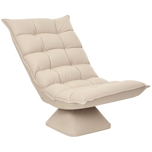 Fauteuil Relax Grand Confort Pivotant Inclinaison Réglable 5 Niv. Épais Garnissage Mousse Haute Densité Tissu Velours Microfibre Beige