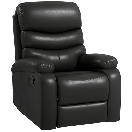 Fauteuil Relax Inclinable Réglable Repose-Pied Intégré Revêtement Synthétique Noir