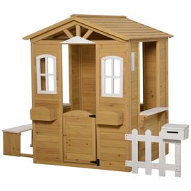 Maison De Jeux Enfant - Jeu Plein Air Maisonnette Enfant - Dim. 205l X 119l X 140h Cm - Bois Sapin Pré-Huilé