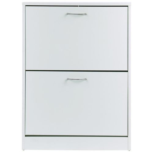 Armoire À Chaussures Meuble À Chaussures Dim. 60l X 24l X 80h Cm 2 Portes Abattantes Blanc