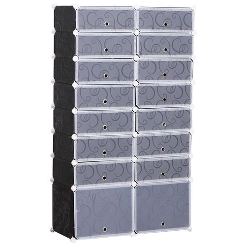 Homcom Armoire À Chaussures Modulable Range Chaussures 14 Cubes Rectangulaires Et 2 Grands Cubes Noir Et Blanc En Plastique