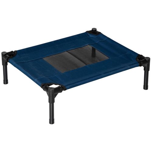 Lit Surélevé Pour Chien Chat Dim. 61l X 46l X 18h Cm Avec Sac Métal Époxy Tissu Oxford Textilène Micro-Perforé Bleu Noir