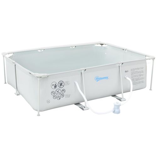 Piscine tubulaire hors sol rectangulaire cadre en métal avec filtre 292L x 190l x 75H cm gris