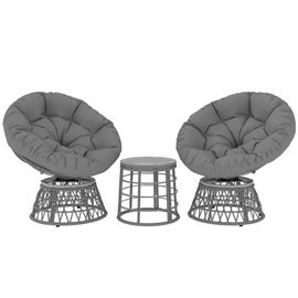 Ensemble salon de jardin 3 pcs - 2 fauteuils papasan,