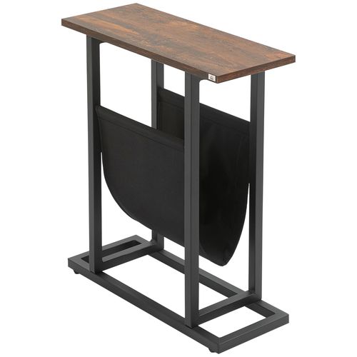Guéridon - porte-revue tissu noir - métal noir aspect bois