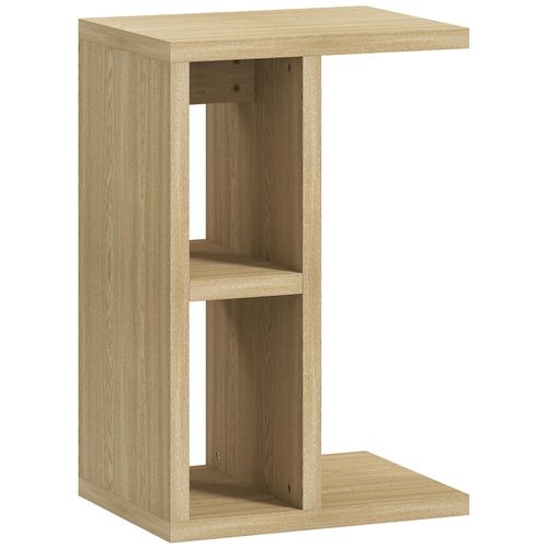 Table D'appoint Design Bout De Canapé 3 Niveaux 2 Niches Dim. 40 X 29,8 X 60 Cm Effet Bois Chêne Clair