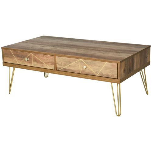 Table Basse En Bois Table De Salon Grand Plateau Et 2 Tiroirs Design De Luxe Élégant Décoration Avec Lign