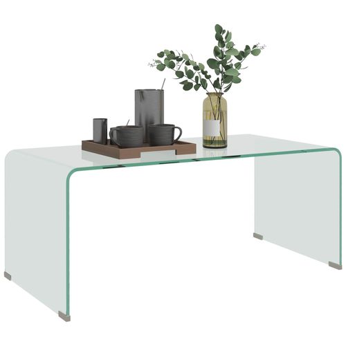 Table Basse Design Contemporain Dim. 80l X 45l X 35h Cm Verre Trempé 10 Mm