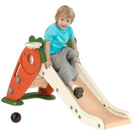 Toboggan Pliable Enfant 12-36 Mois - Panier Basket, Balle Inclus - Usage Intérieur Extérieur - Hdpe Orange Beige