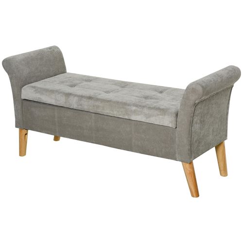 Banc Banquette Design Contemporain Accoudoirs Courbés Fonction De Rangement 2 En 1 136,5 X 45lx 62 Cm Gri
