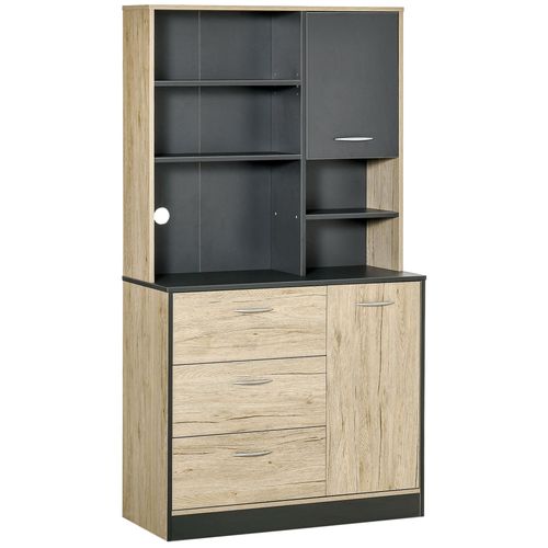 Armoire De Cuisine Multi-Rangements 2 Portes 3 Tiroirs 3 Étagères + Grand Plateau 90l X 39l X 169h Cm Bic