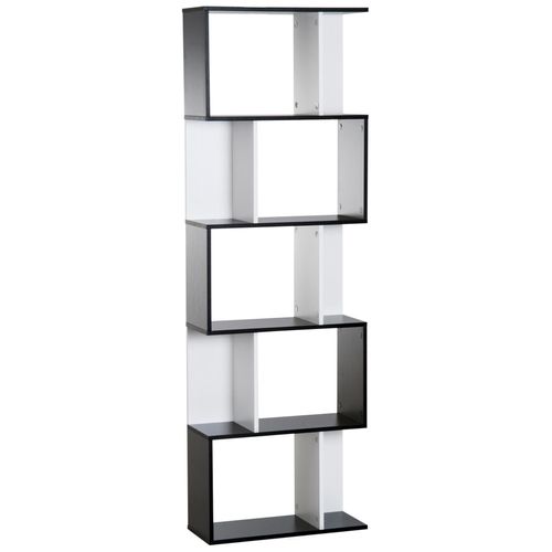 Bibliothèque Étagère Meuble De Rangement Design Contemporain En S 5 Étagères 60l X 24l X 185h Cm Noir Bla