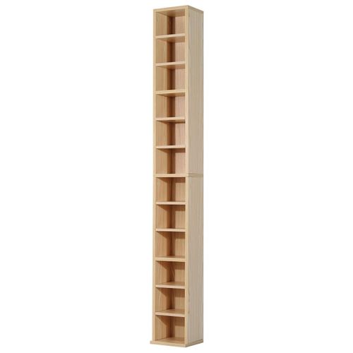 Étagère Colonne Armoire De Rangement Cd 12 Compartiments 21l X 20l X 175h Cm Capacité Max. 204 Cd Coloris