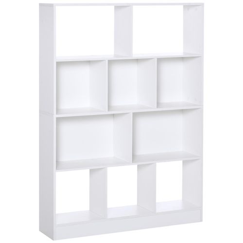 Bibliothèque Étagère Meuble De Rangement 5 Niches + 5 Étagères Panneaux Particules Blanc
