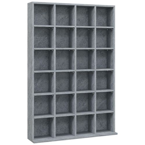 Étagère Rangement Cd/Dvd Meuble De Rangement Pour 480 Cds 24 Compartiments Réglables En Hauteur 89 X 20 X 130 Cm Gris