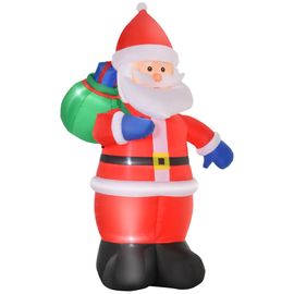 Père Noël gonflable LED 2,4H m avec hotte polyester imperméable rouge
