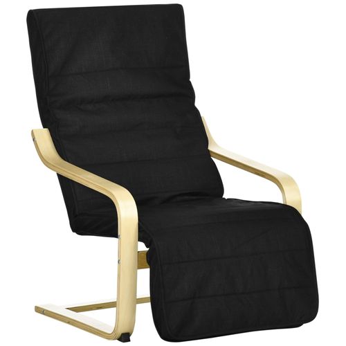 Fauteuil Style Nordique Repose-Pied Réglable Bois Tissu
