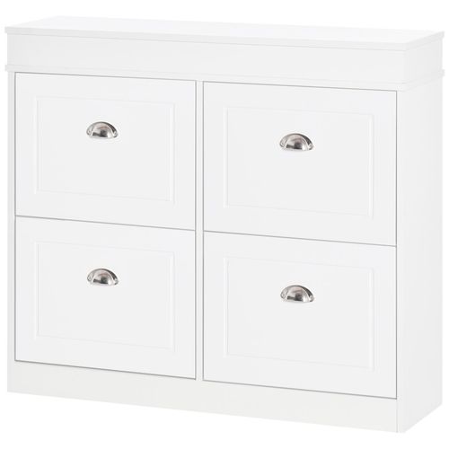 Armoire À Chaussures - Homcom - 4 Portes - Blanc - Campagne