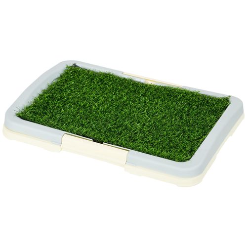 Litière Gazon Synthétique Chien Toilette Portable À Pelouse Tiroir À Déjection Crème Bleu Gris