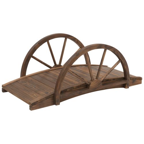 Pont De Jardin En Bois Style Western - Passerelle Bois - Pont De Bassin 150 Kg Max - Sapin Traité Carbonisation