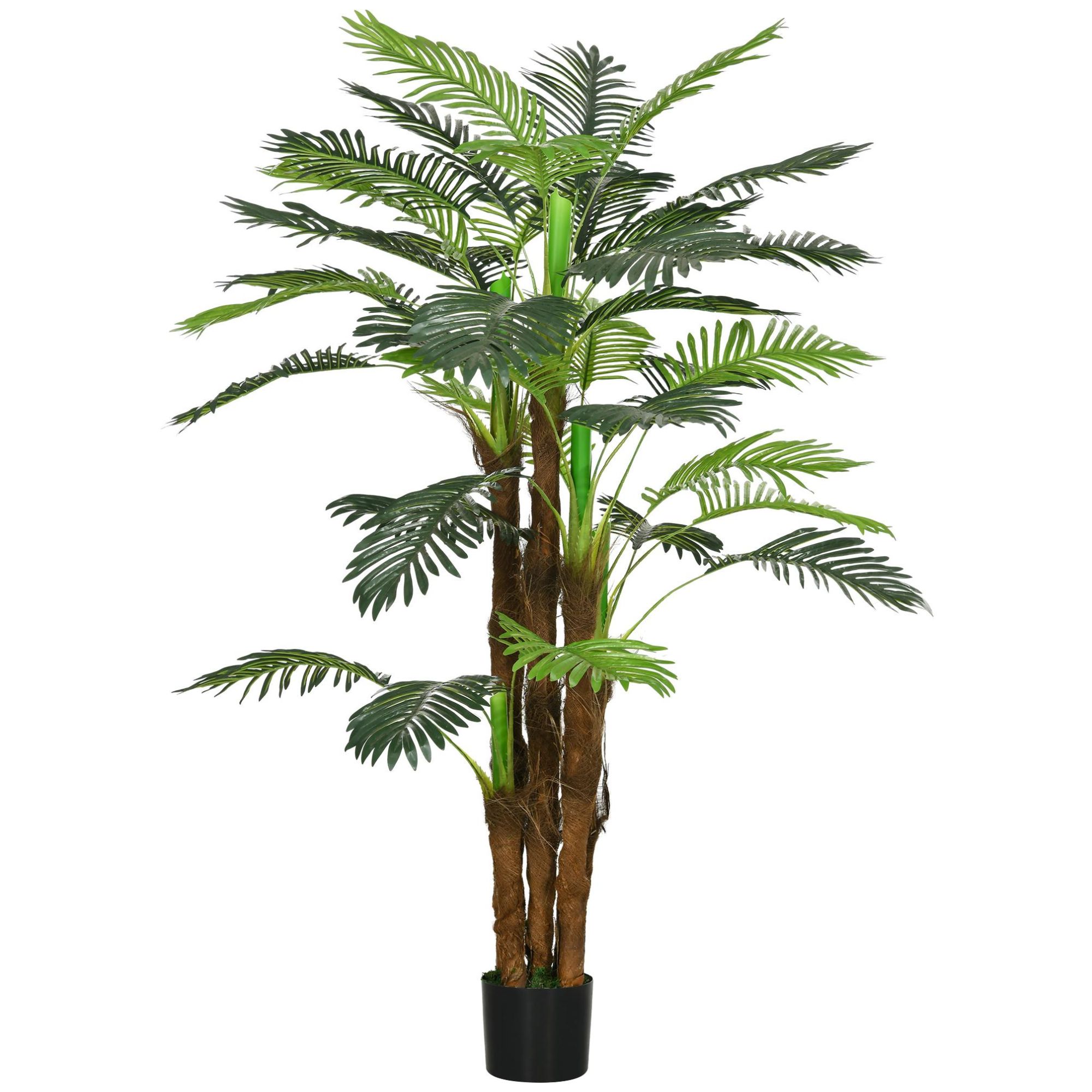 Palmier artificiel H.1,6 m arbre artificiel tronc branches lichen feuilles grand réalisme pot inclus