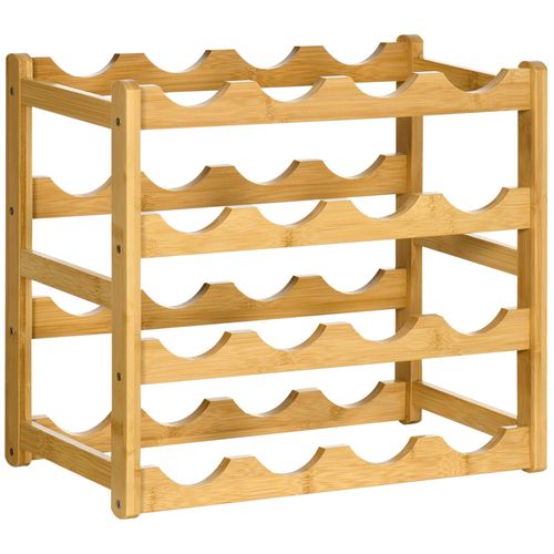 Range-Bouteilles - Rack À Bouteilles - 4 Niveaux 16 Bouteilles - Bois De Bambou Verni