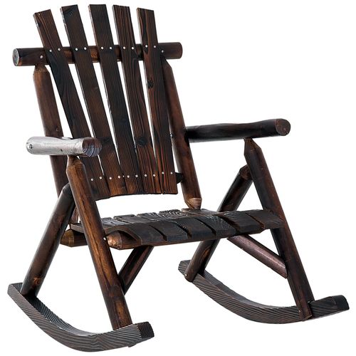 Fauteuil De Jardin Adirondack À Bascule Rocking Chair Style Rustique Chic Bois Sapin Traité Carbonisation