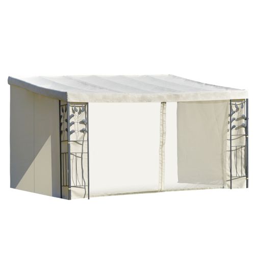 Pergola Adossable Polyester Moustiquaires Crème Métal Époxy Gris