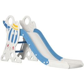 Toboggan Enfant 18-36 Mois Design Fusée - Usage Intérieur - Dim. 157l X 46,5l X 80h Cm - Pe Bleu Blanc