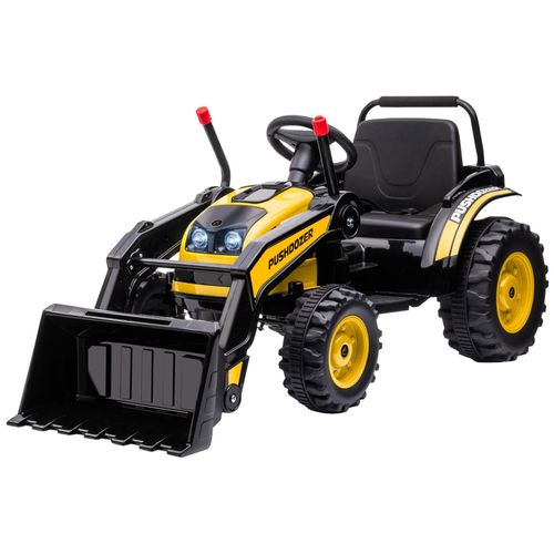 Tracteur Électrique Enfant - Tractopelle Enfants 6v - V. Max. 2,5 Km/H - Effets Lumineux Sonores - Pelle Manuelle - Métal Pp Noir Jaune