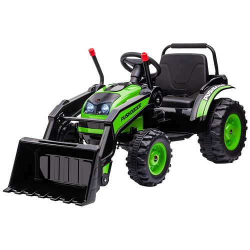 Tracteur Électrique Enfant - Tractopelle Enfants 6v - V. Max. 2,5 Km/H - Effets Lumineux Sonores - Pelle Manuelle - Métal Pp Noir Vert